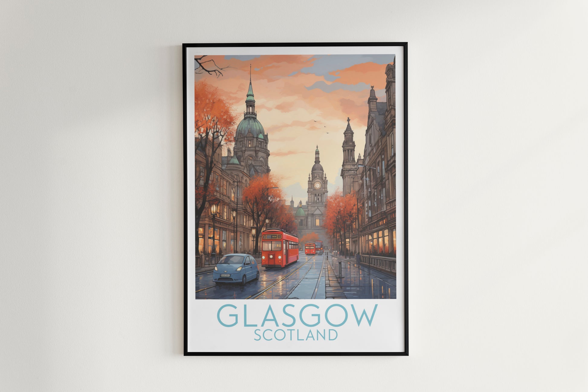 glasgow travel poster hanged on the wall scotland