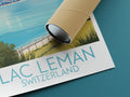 lac leman travel poster rolled switzerland