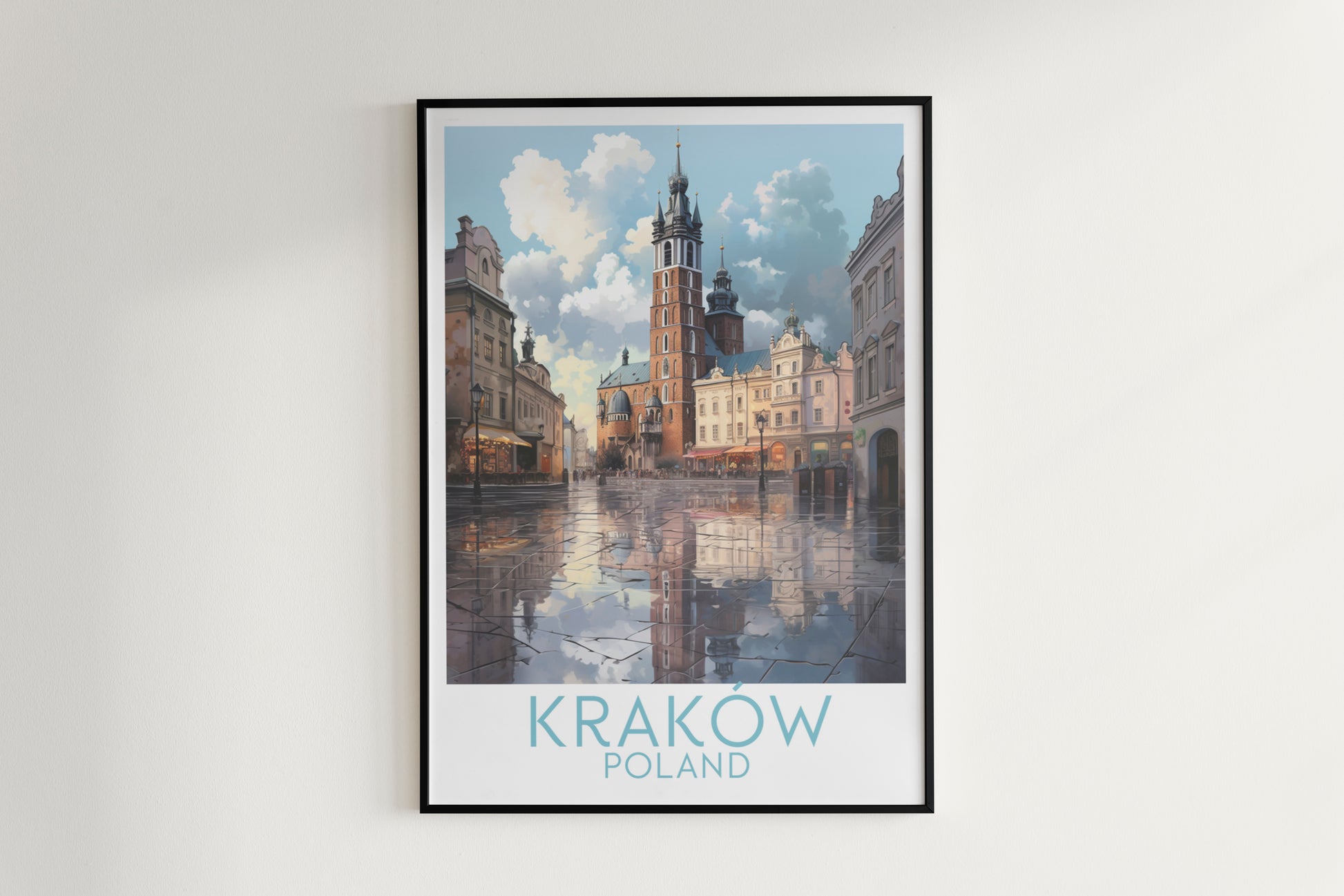 krakow travel poster hanged on the wall poland