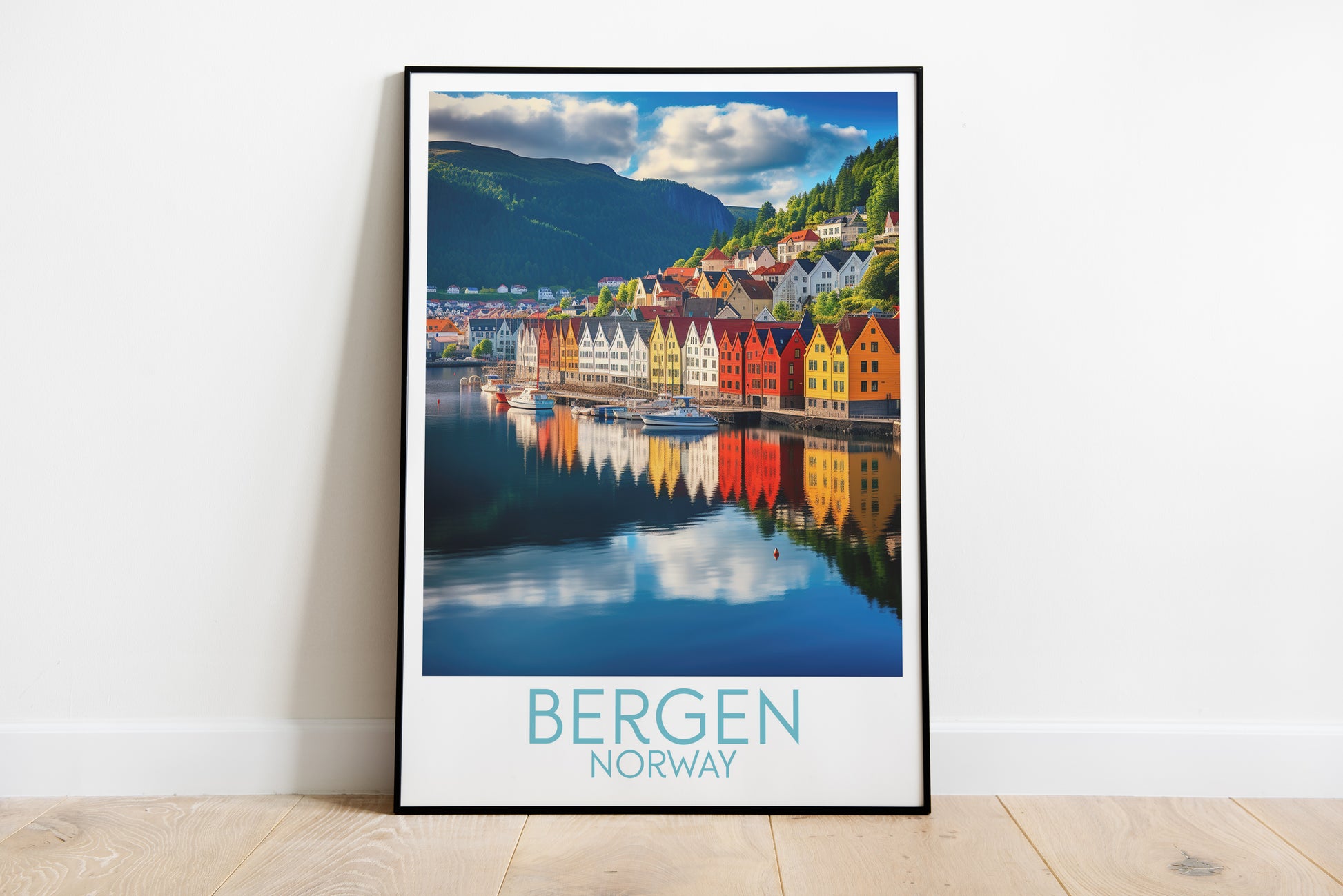 bergen travel poster on the ground norway