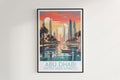 abu dhabi travel poster hanged on the wall united arab emirates