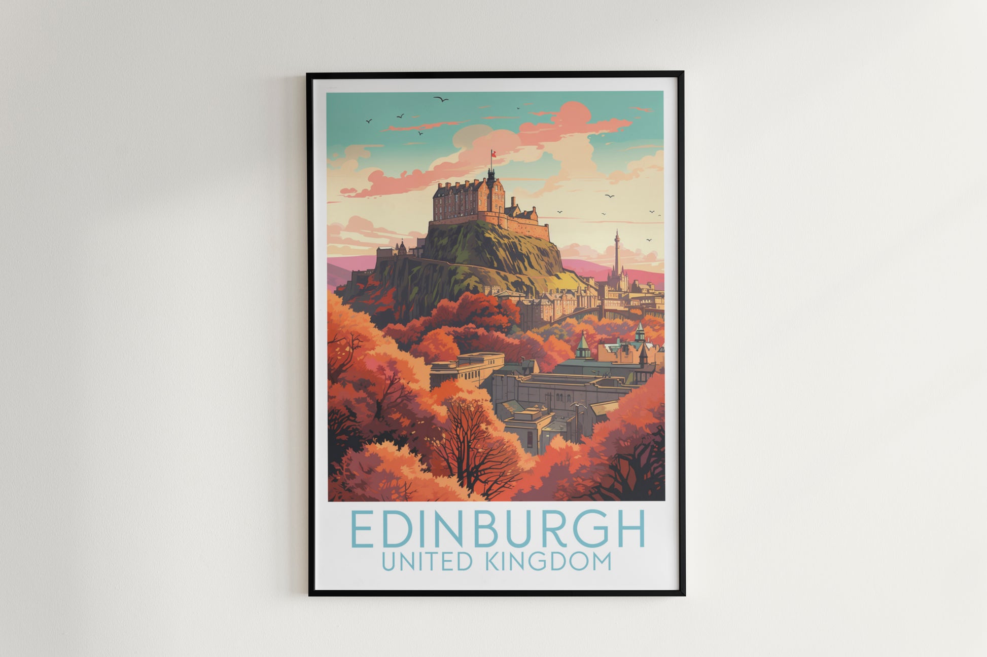 edinburgh travel poster hanged on the wall united kingdom