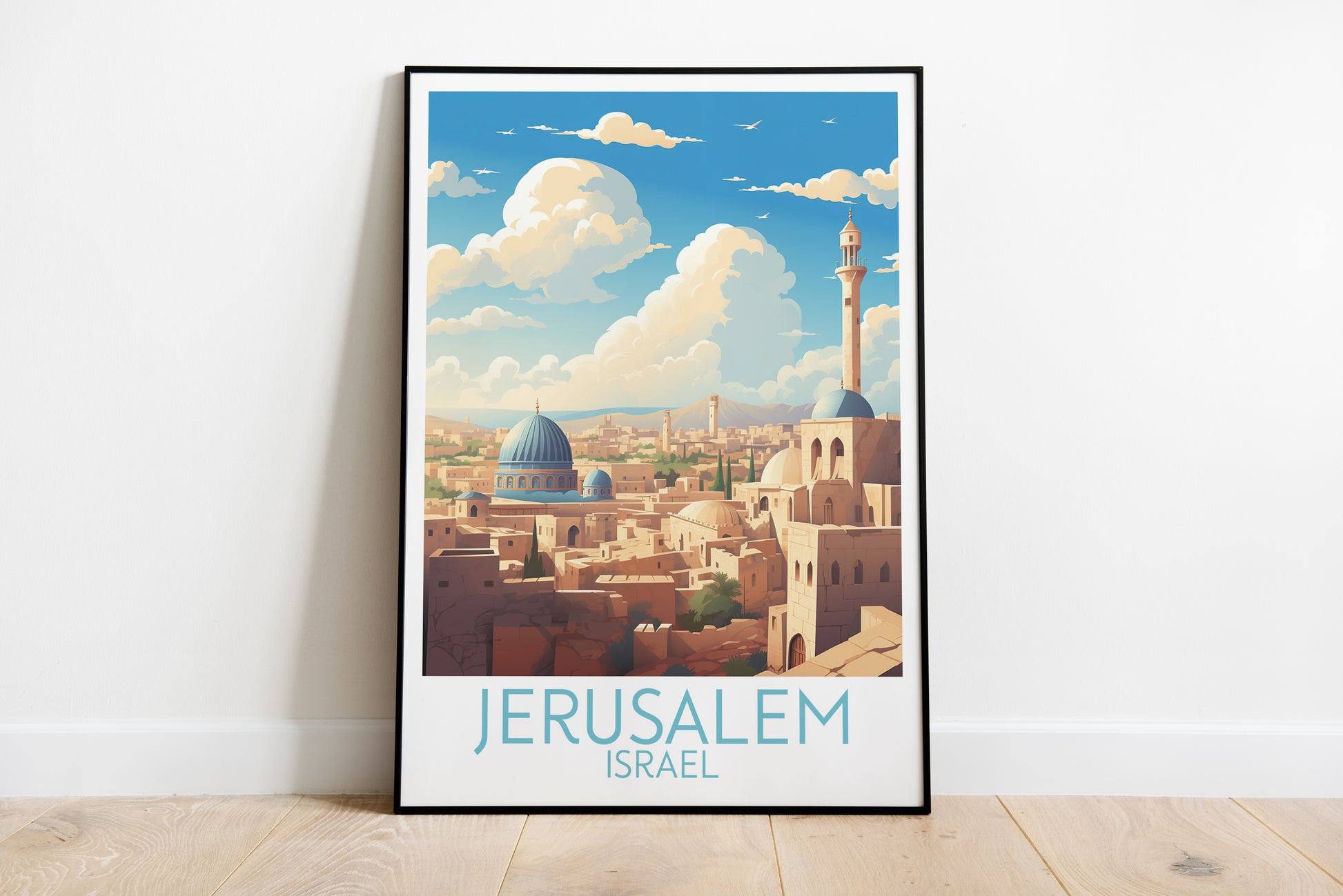 jerusalem travel poster on the ground israel