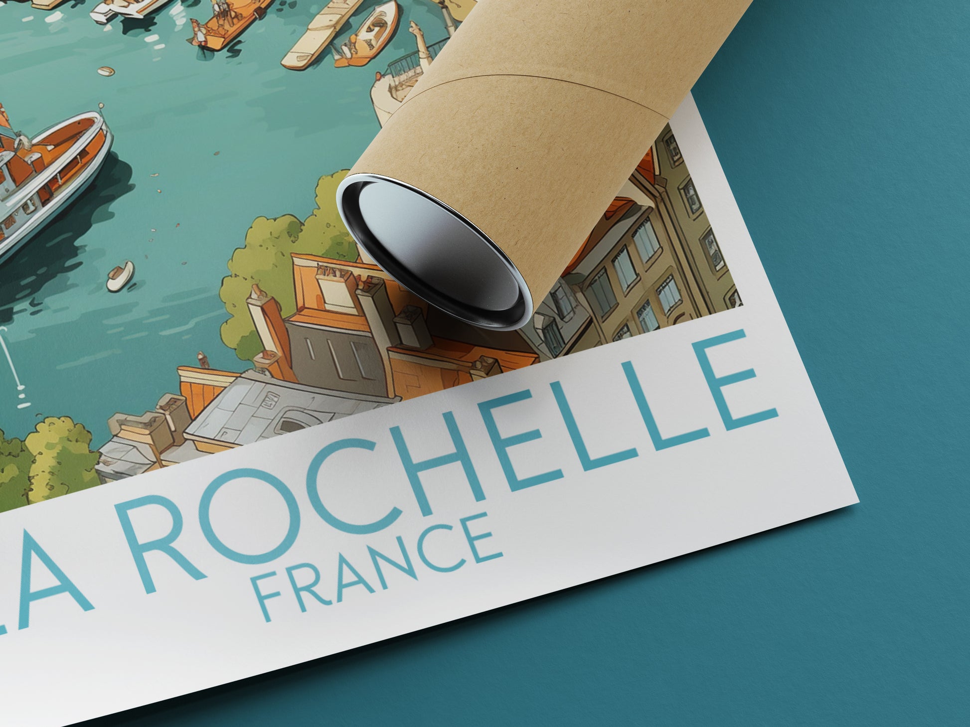 la rochelle travel poster rolled france