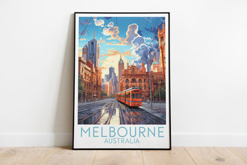 melbourne travel poster on the ground australia