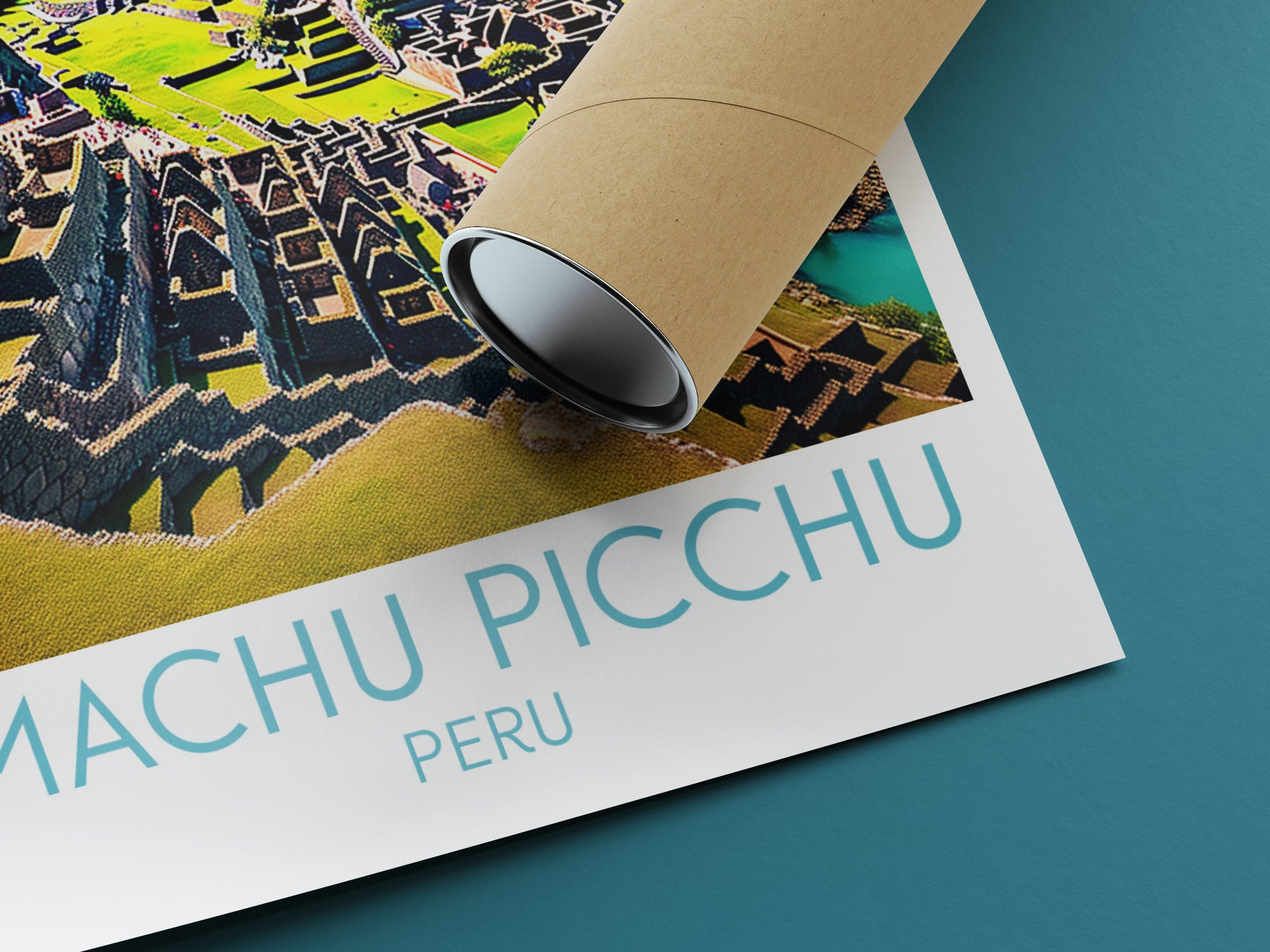 machu picchu travel poster rolled peru