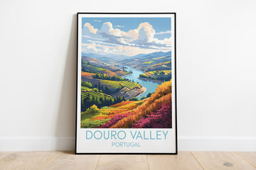 douro valley travel poster on the ground portugal