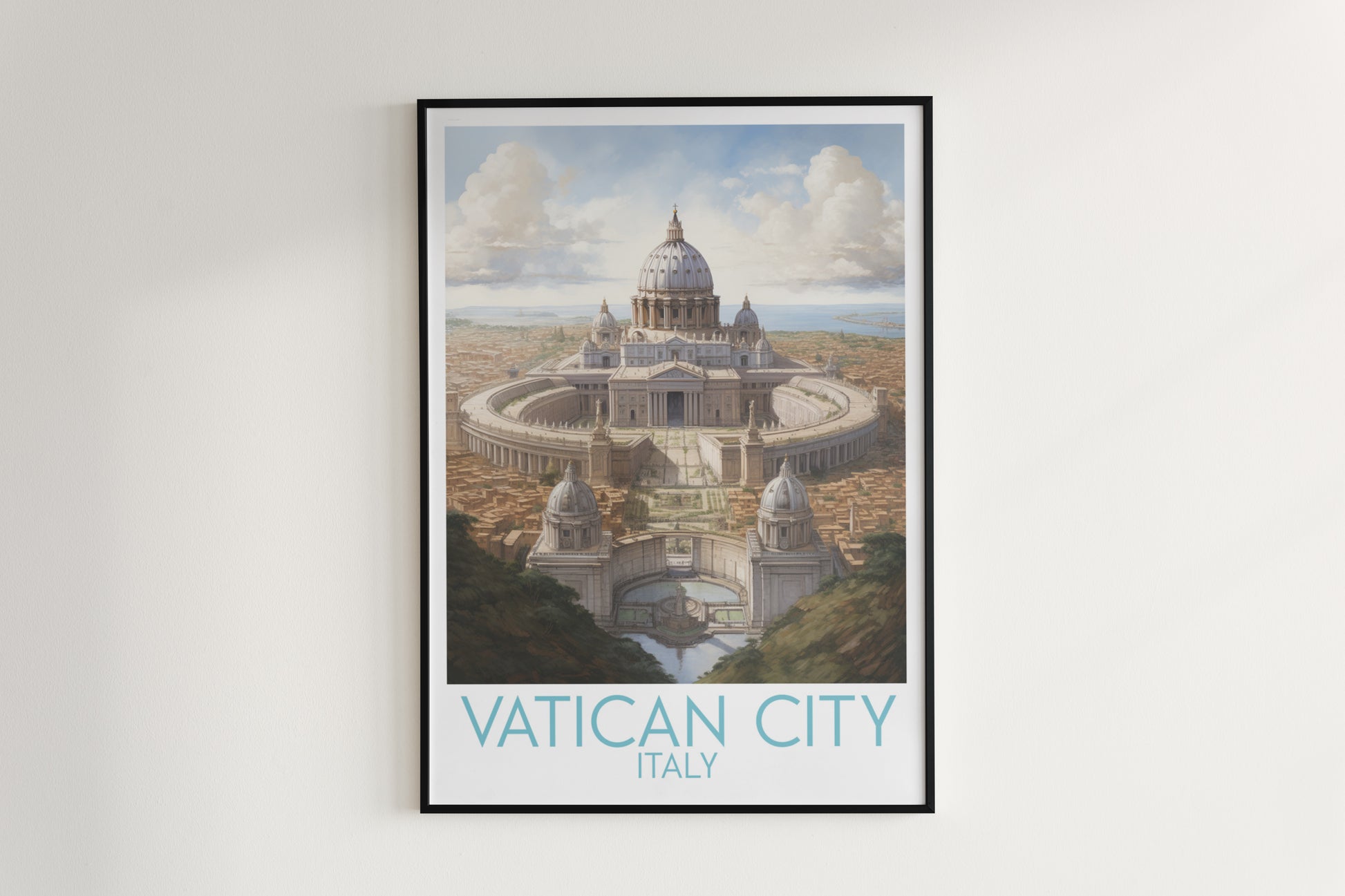 vatican city travel poster hanged on the wall italy