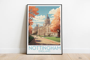 nottingham travel poster on the ground england