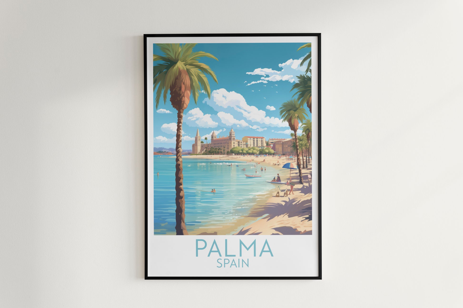 palma travel poster hanged on the wall spain