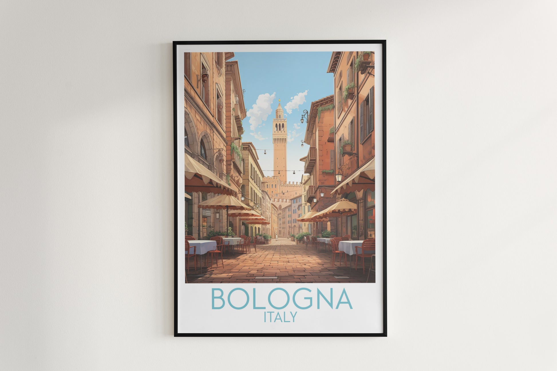 bologna travel poster hanged on the wall italy