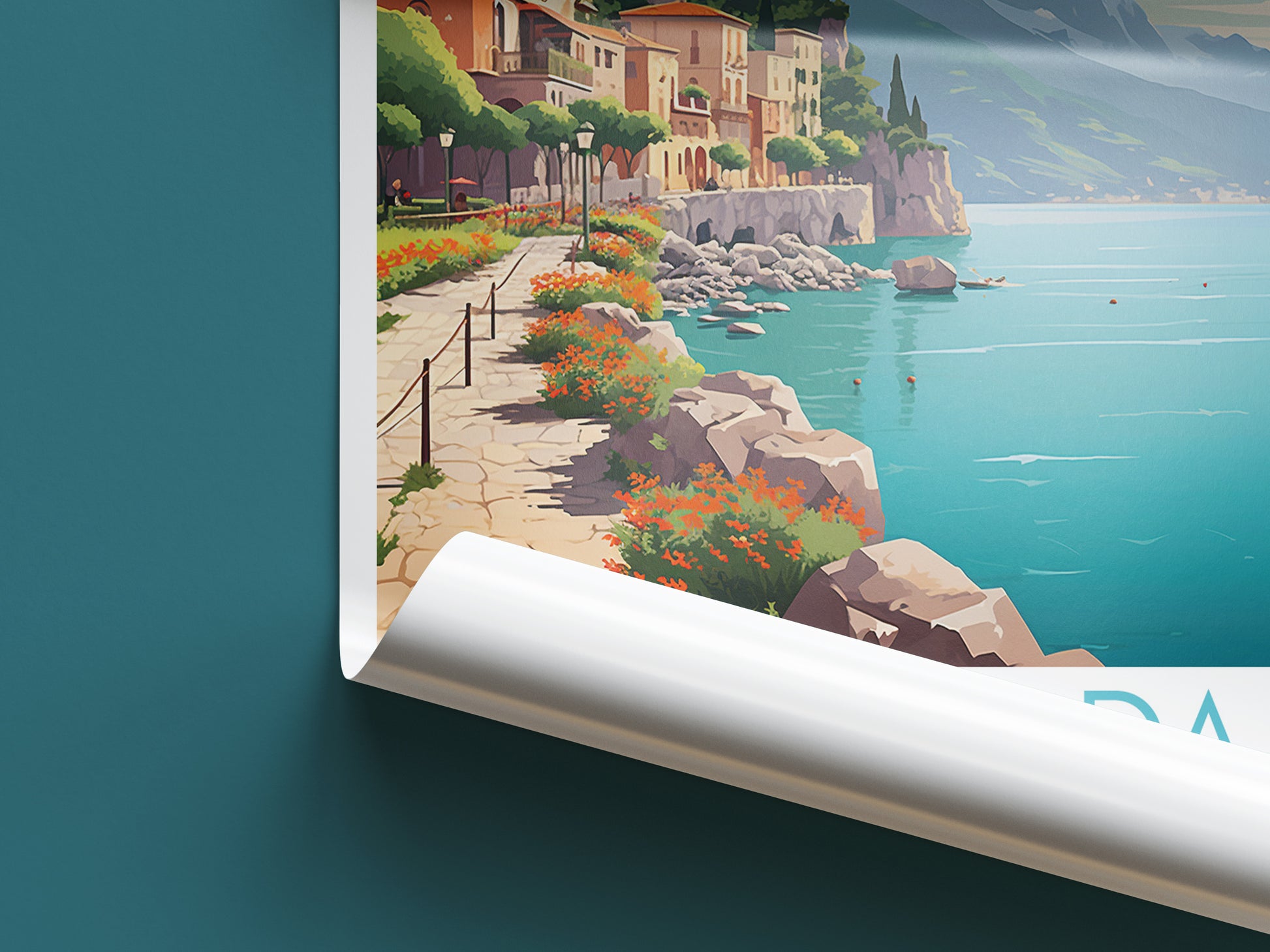 lake garda travel poster roll up italy