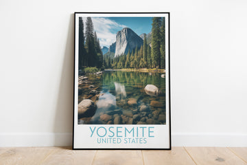 yosemite travel poster on the ground united states