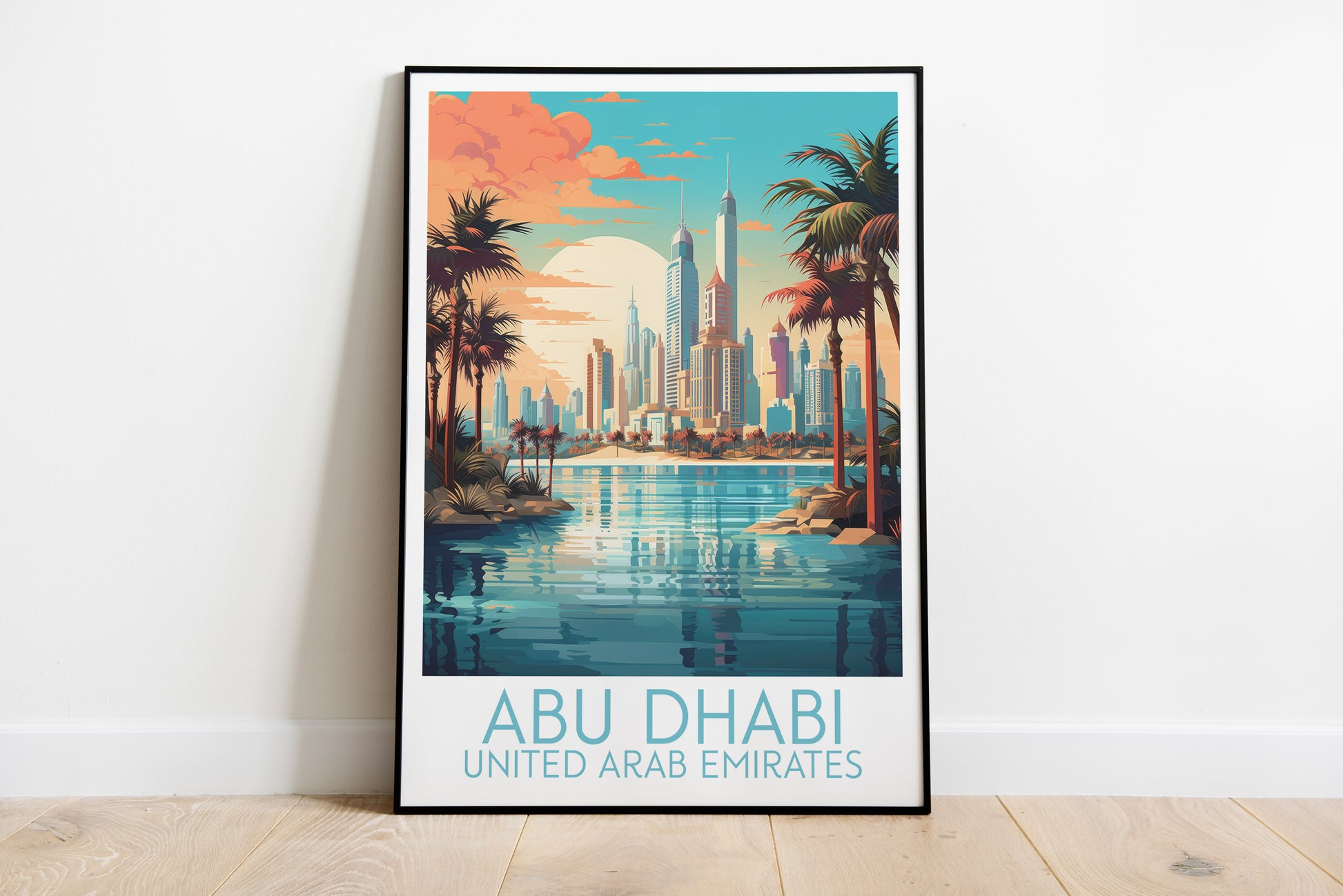 abu dhabi travel poster on the ground united arab emirates