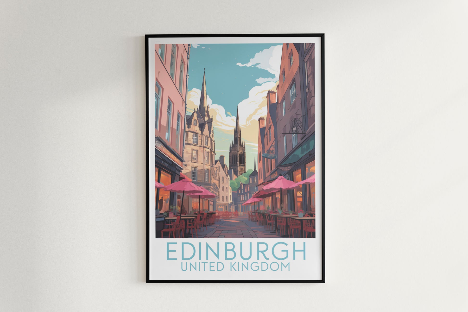 edinburgh travel poster hanged on the wall united kingdom