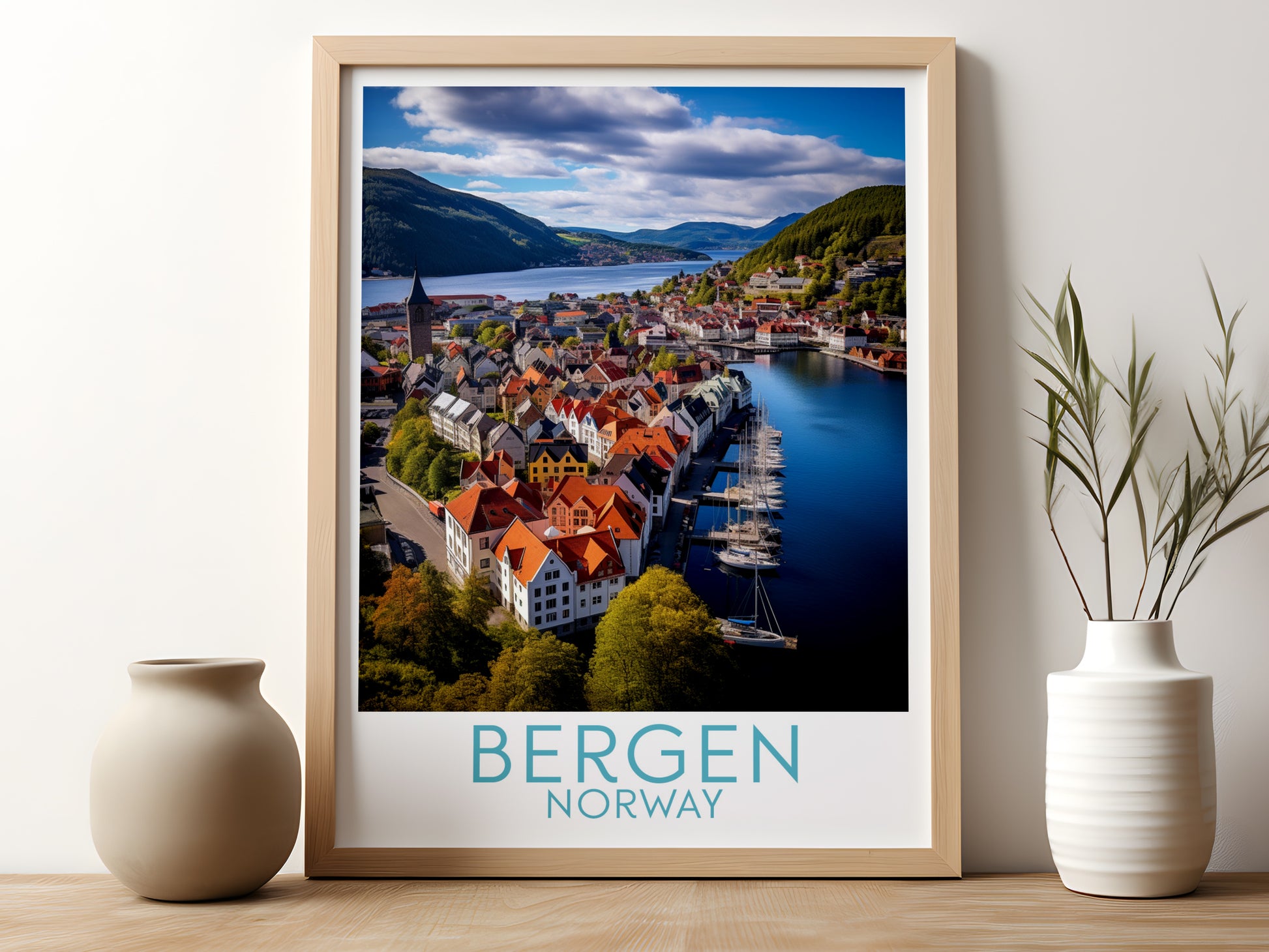 bergen travel poster for kitchen norway