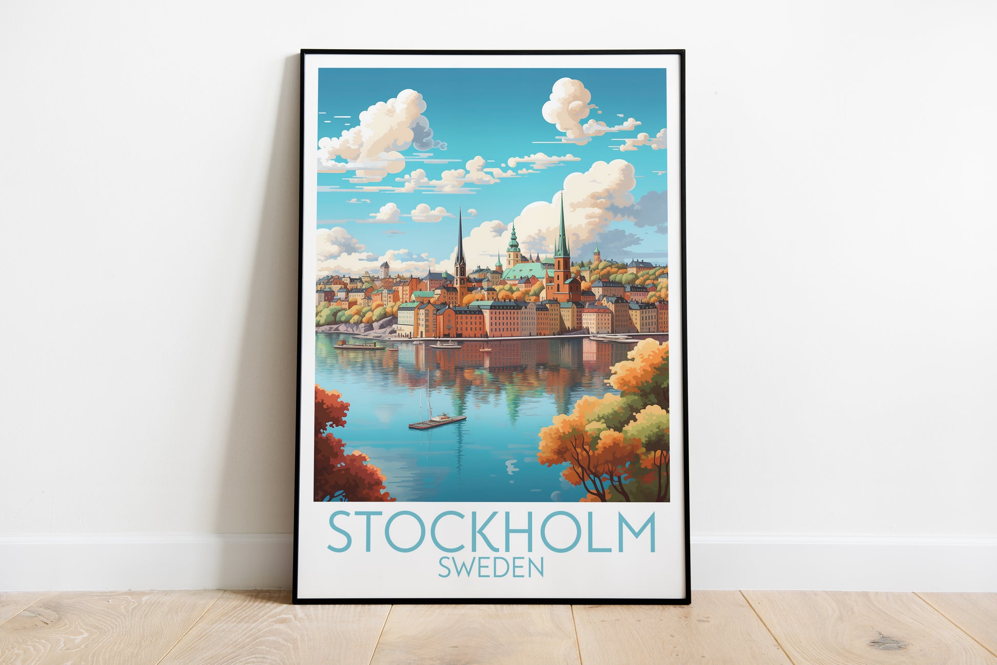 stockholm travel poster on the ground sweden