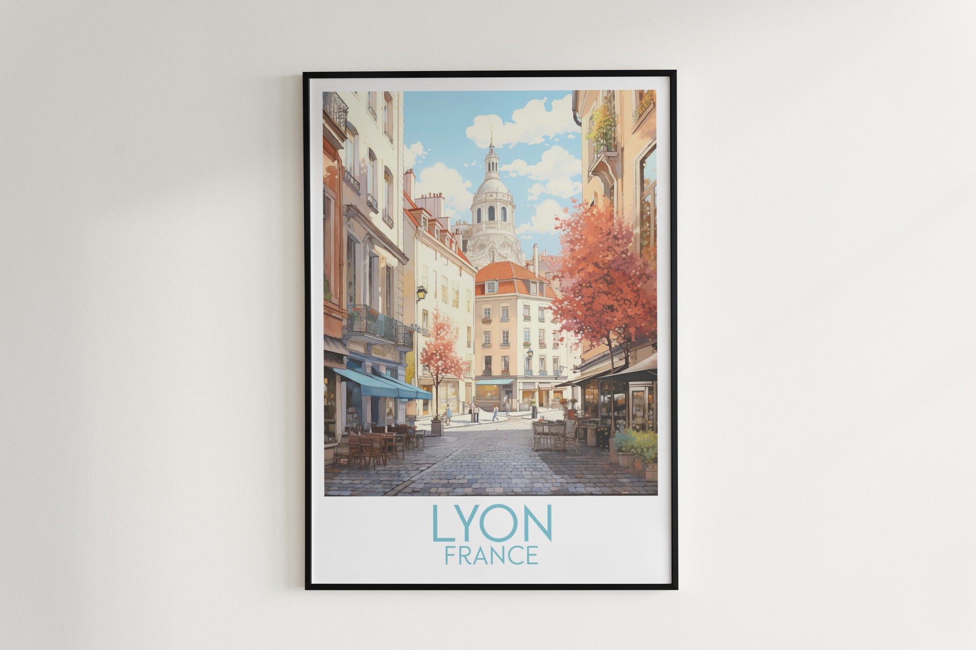 lyon travel poster hanged on the wall france