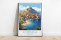 corsica travel poster on the ground france