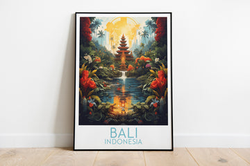 bali travel poster on the ground indonesia