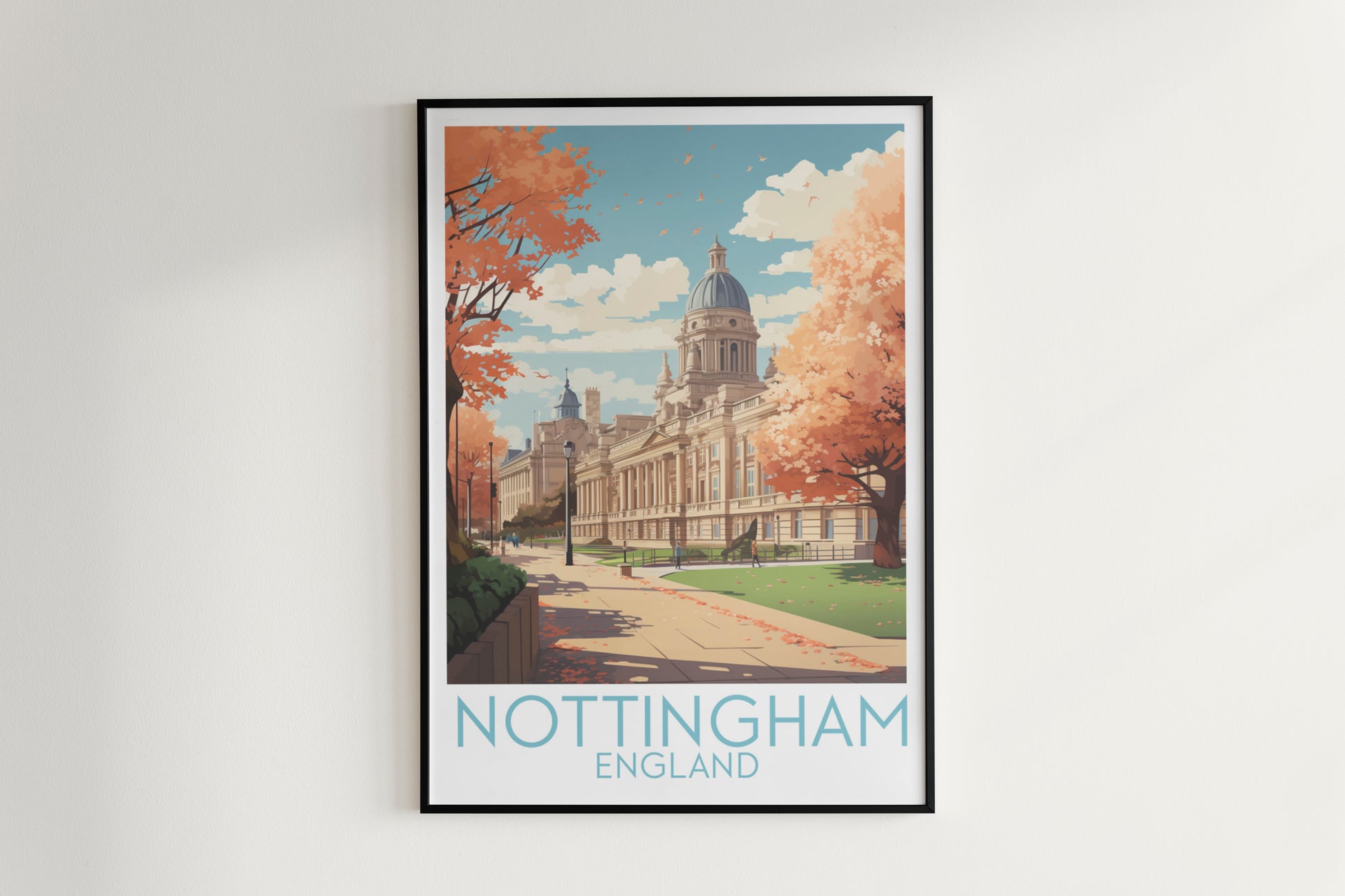 nottingham travel poster hanged on the wall england