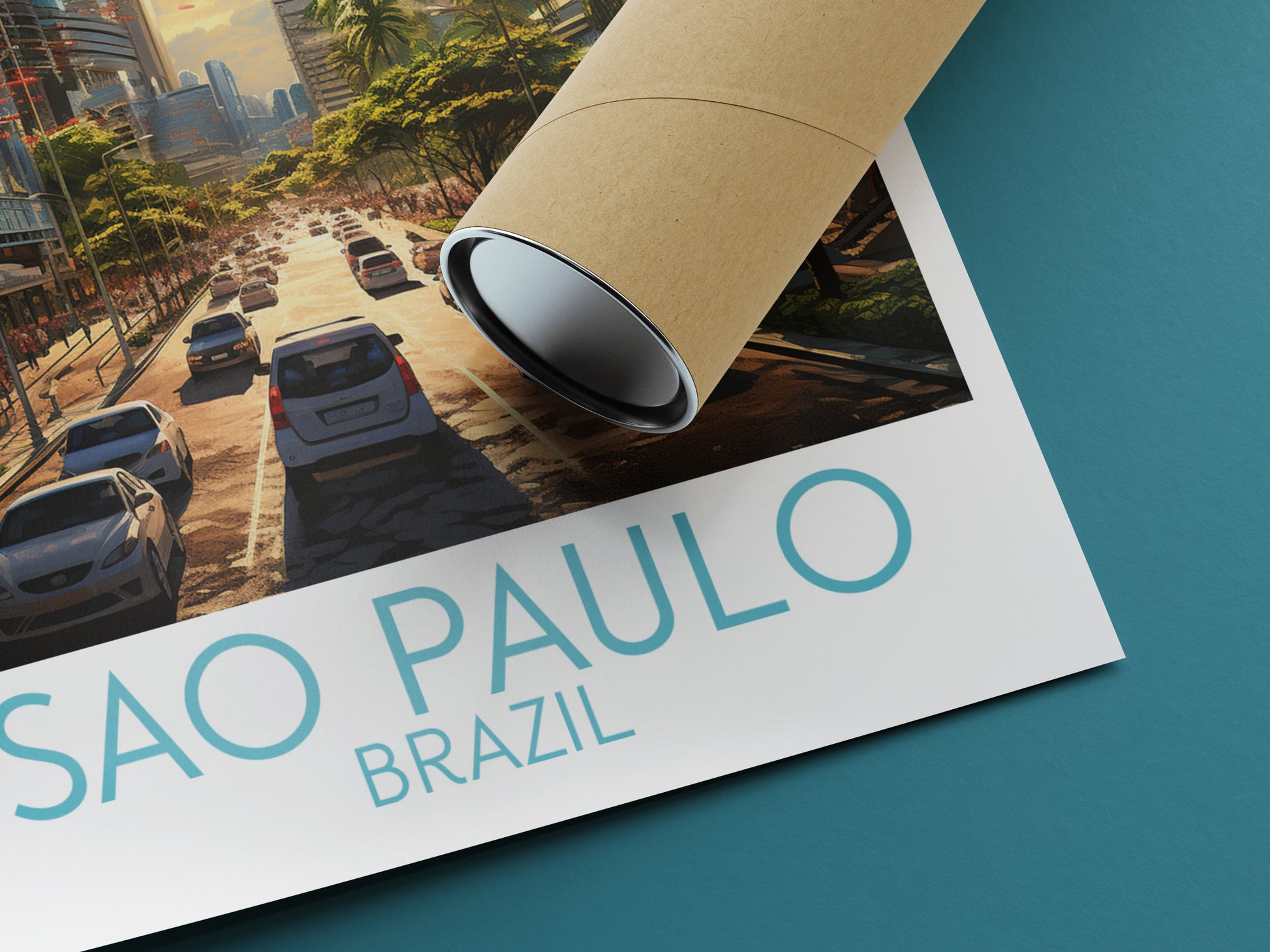 sao paulo travel poster rolled brazil