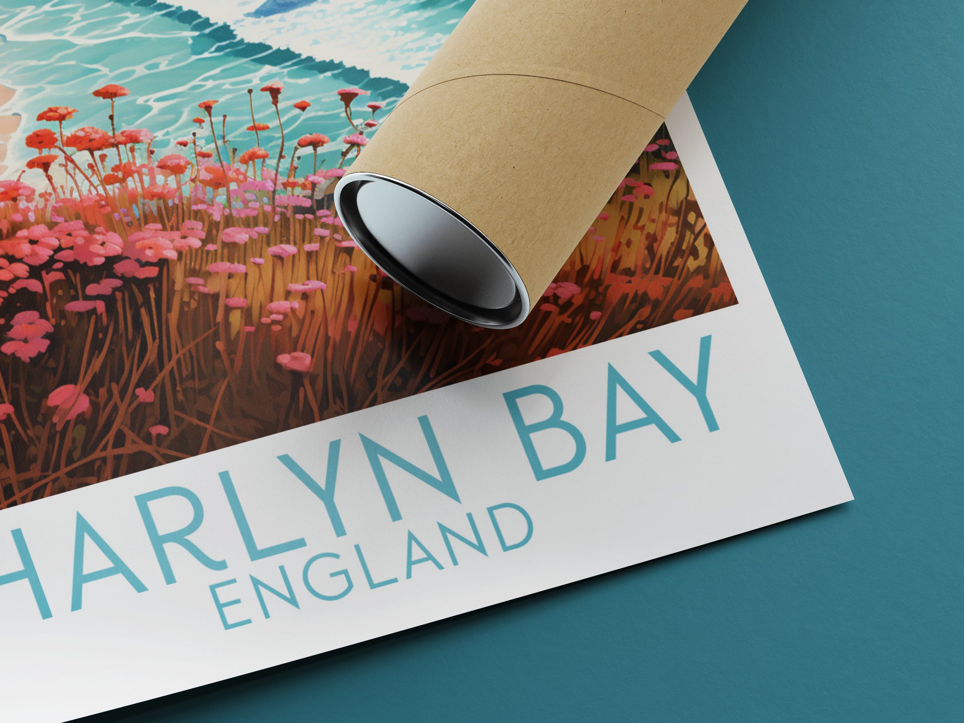 harlyn bay travel poster rolled england