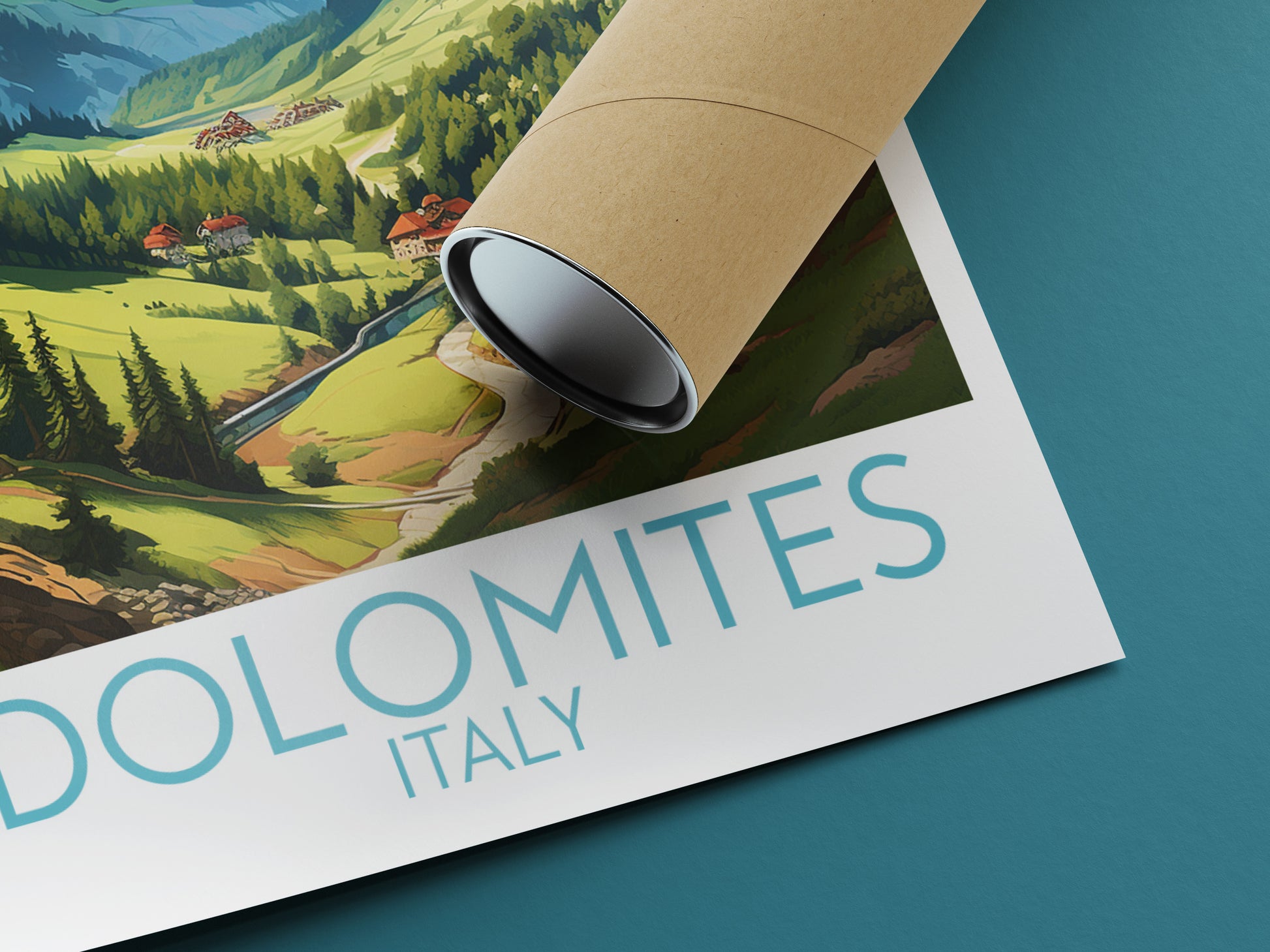 dolomites travel poster rolled italy