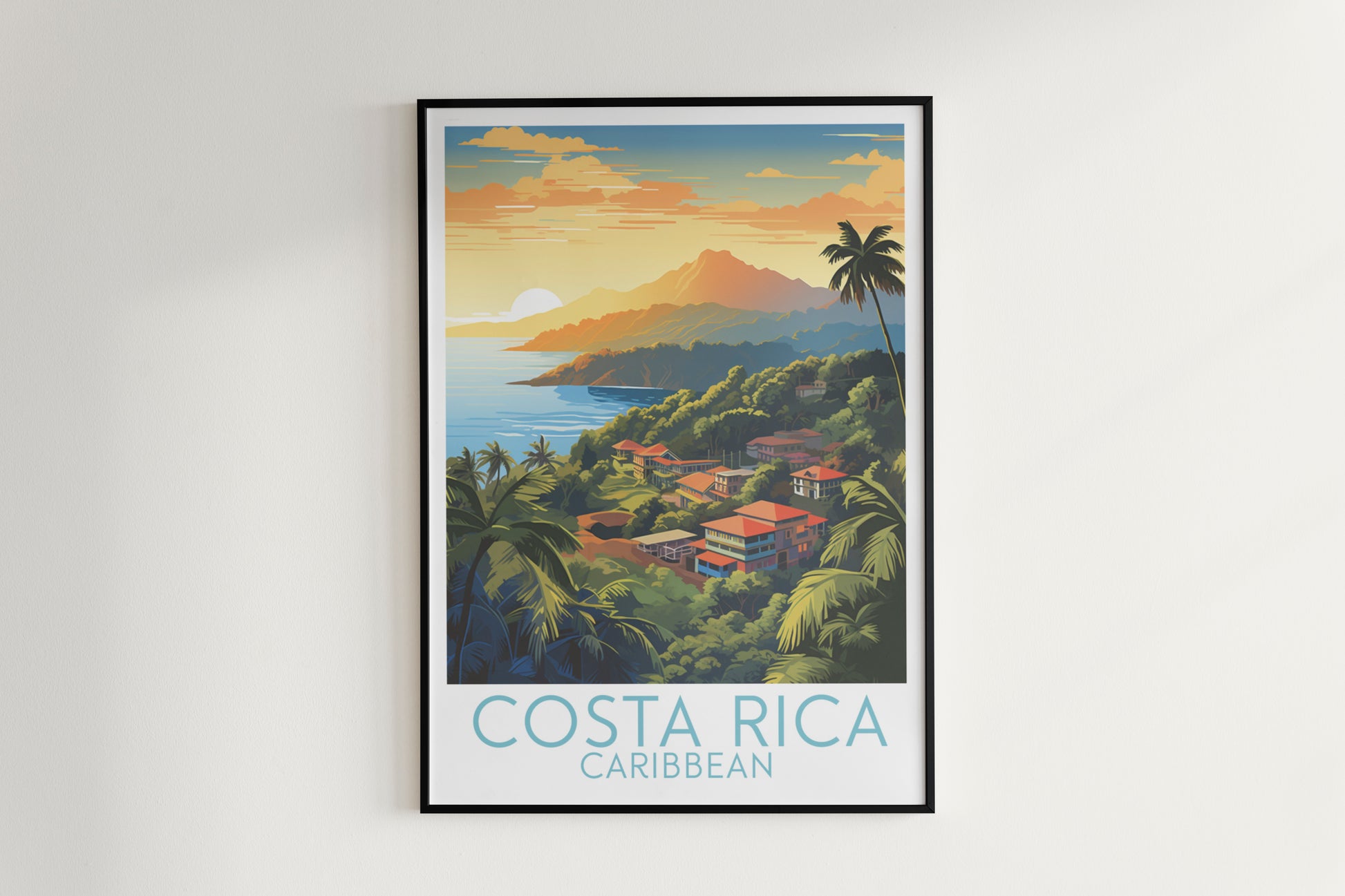 costa rica travel poster hanged on the wall caribbean