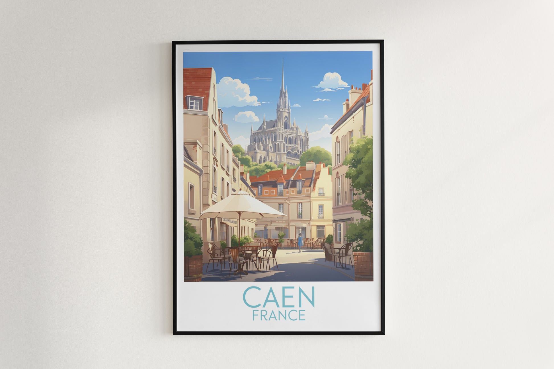 caen travel poster hanged on the wall france