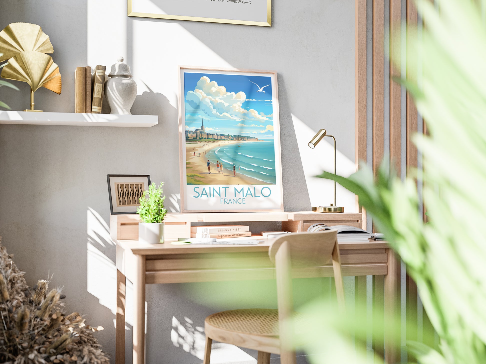 saint malo travel poster on desk france