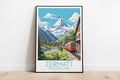 zermatt travel poster on the ground switzerland