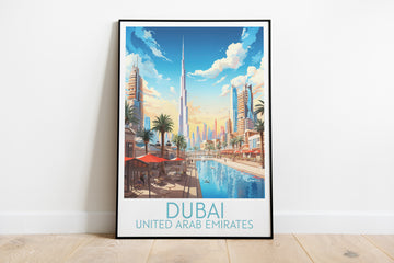 dubai travel poster on the ground united arab emirates