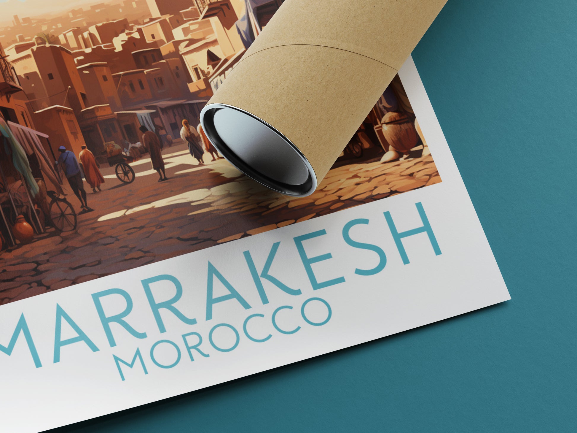 marrakesh travel poster rolled morocco