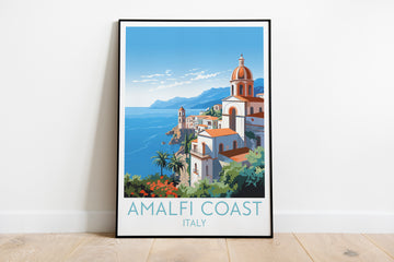 amalfi coast travel poster on the ground italy