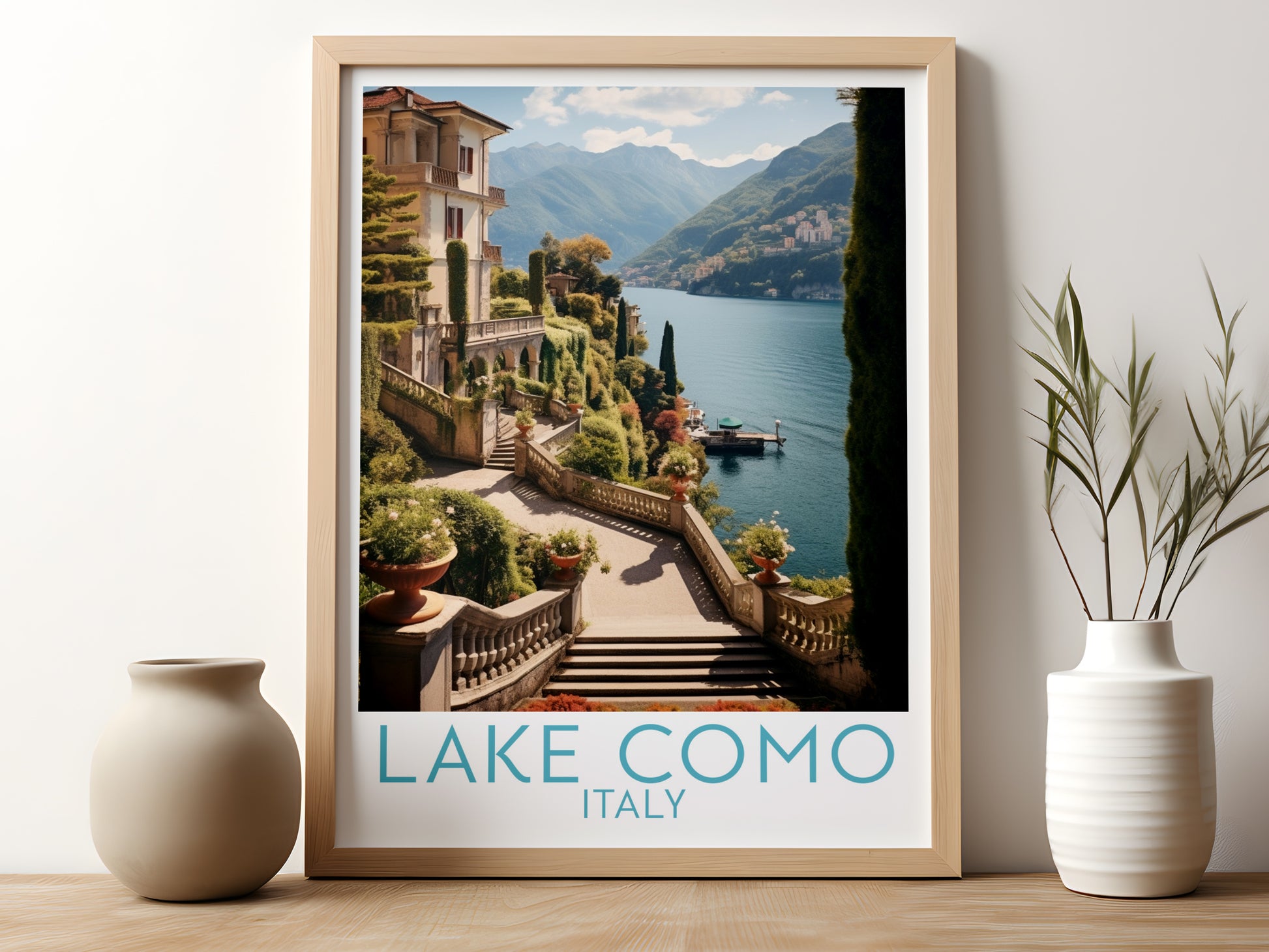 lake como travel poster for kitchen italy