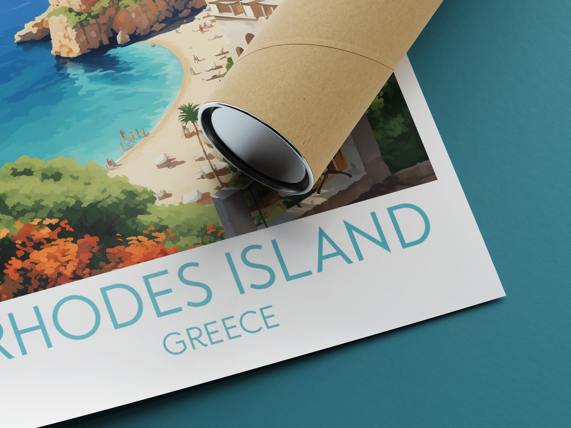 rhodes island travel poster rolled greece