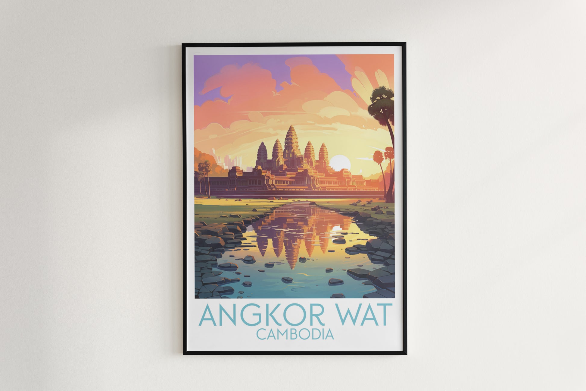 angkor wat travel poster hanged on the wall cambodia