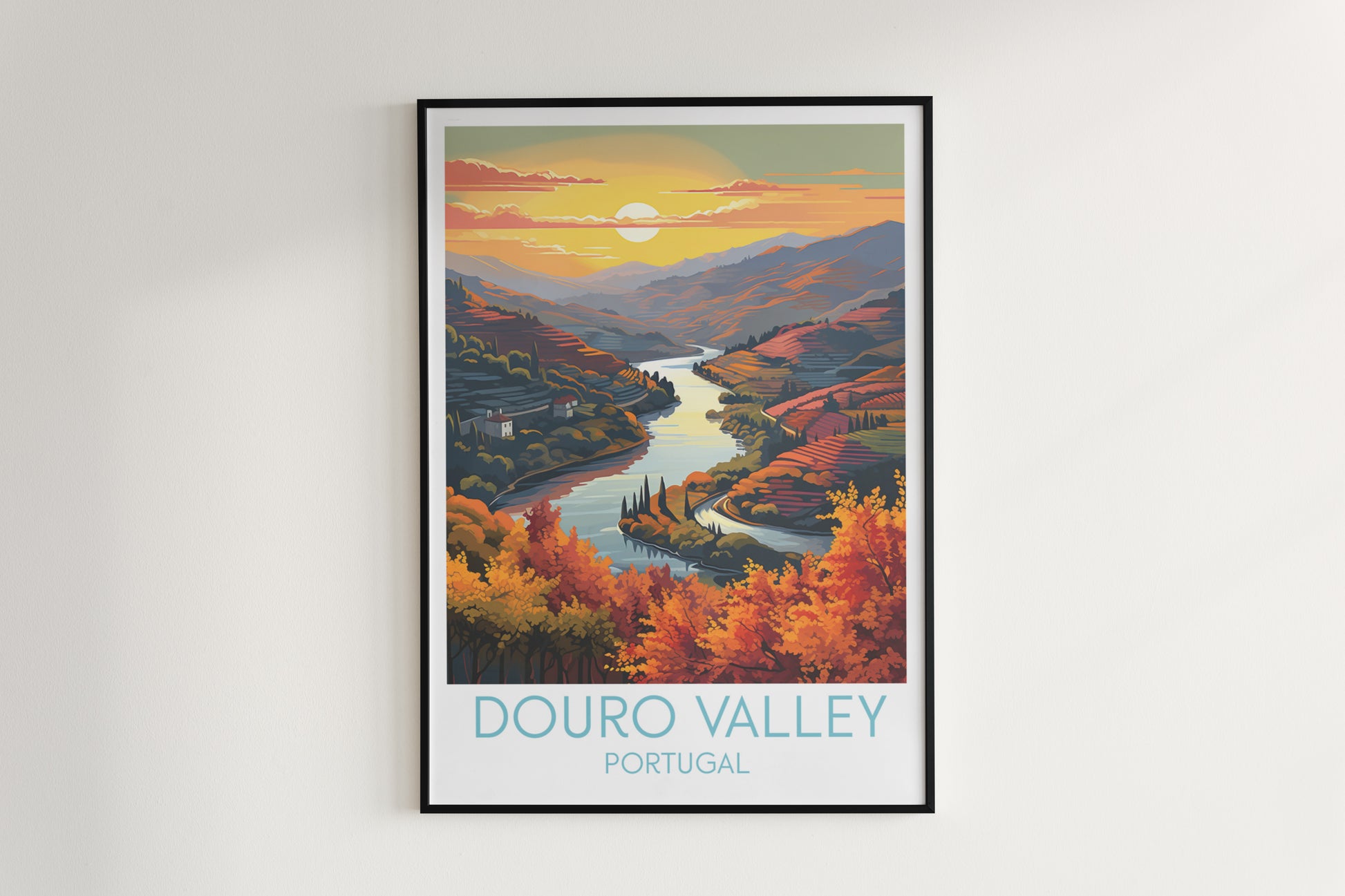 douro valley travel poster hanged on the wall portugal