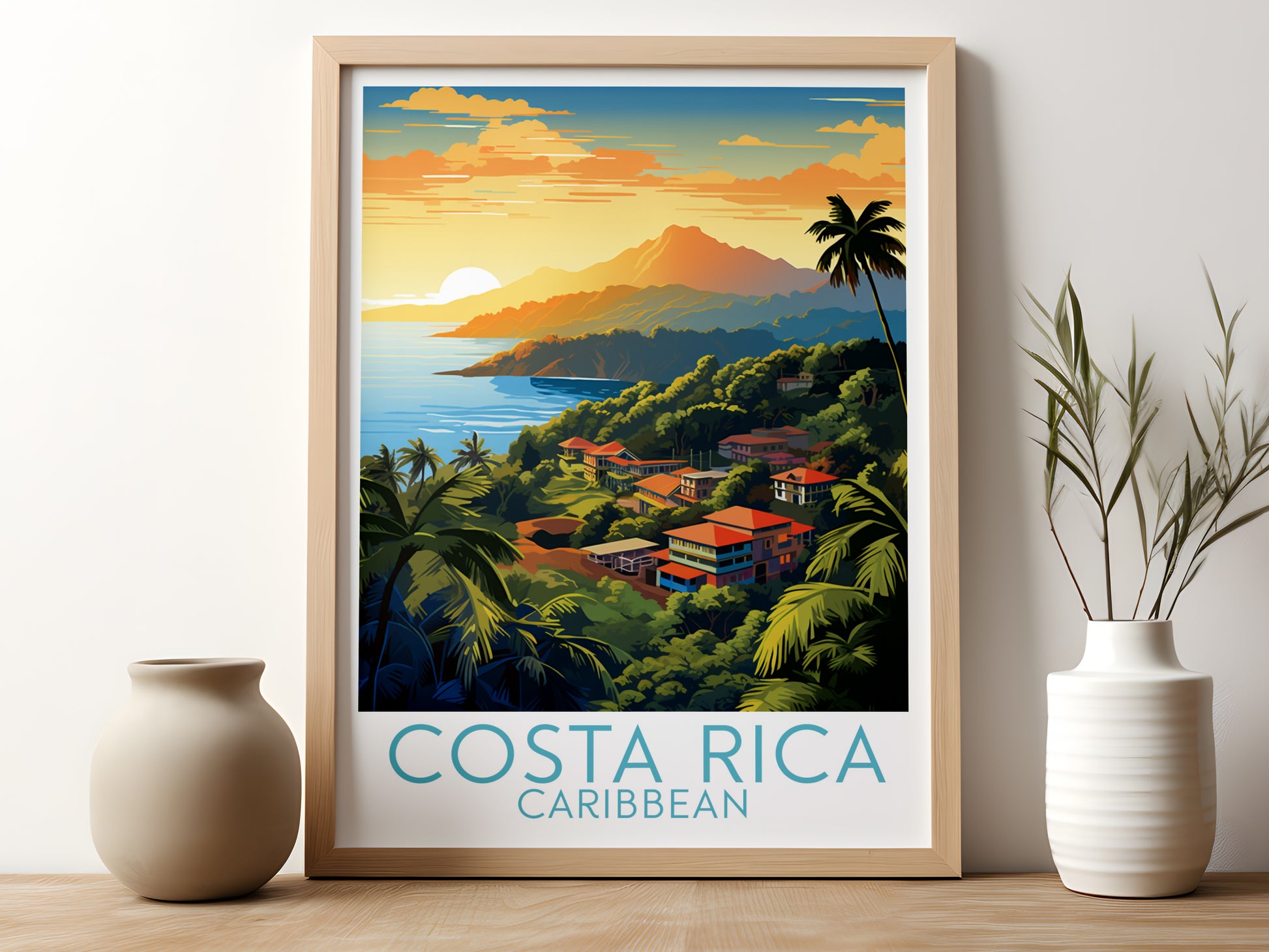 costa rica travel poster for kitchen caribbean