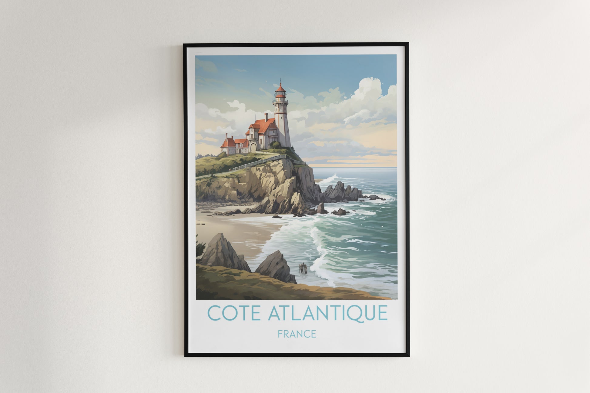 cote atlantique travel poster hanged on the wall france