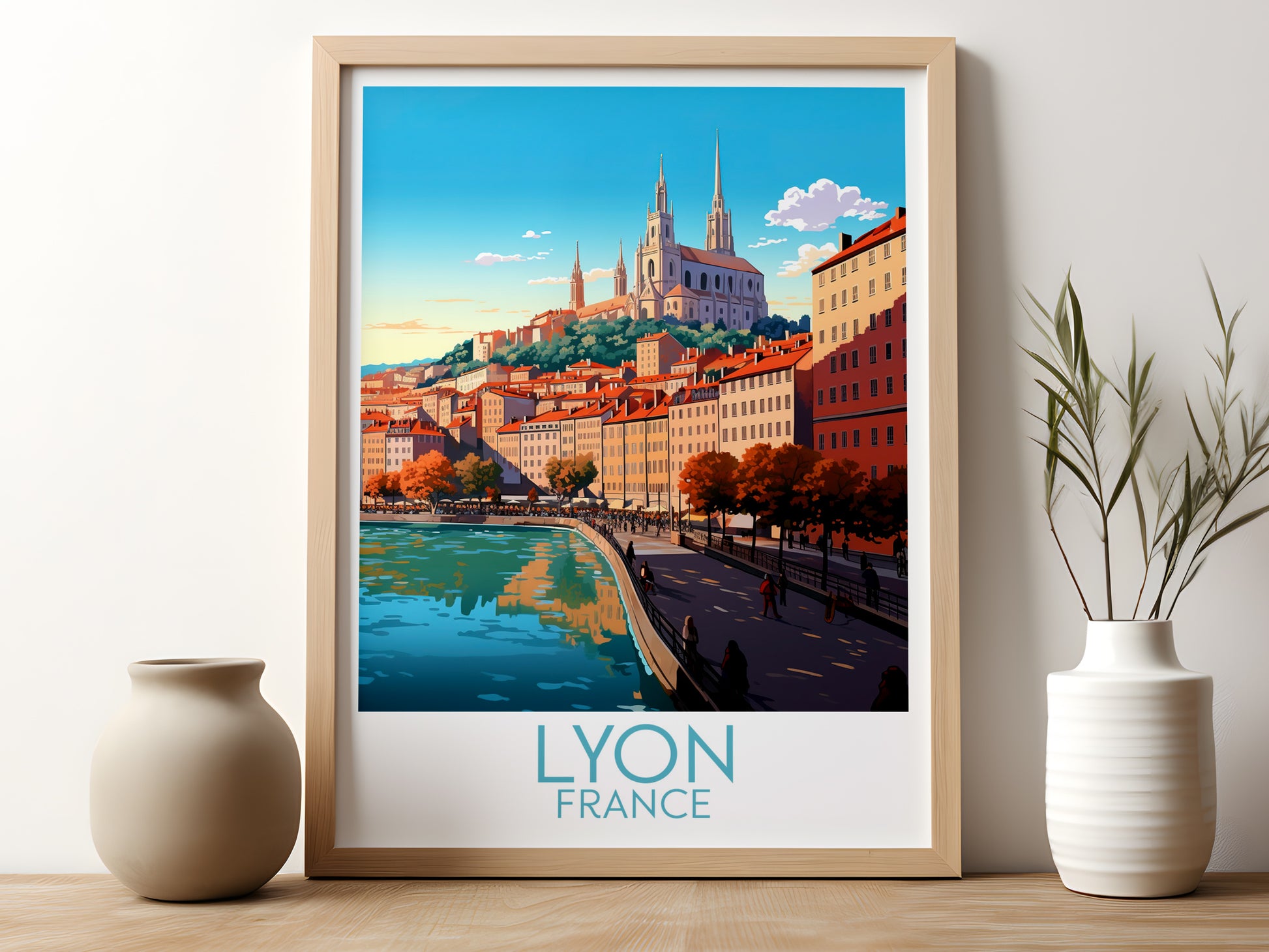 lyon travel poster for kitchen france