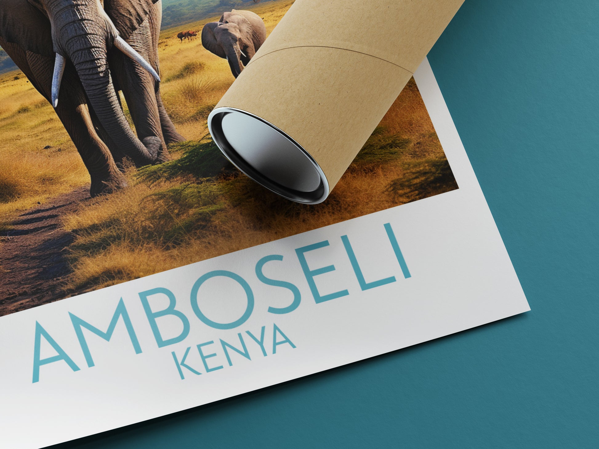 amboseli travel poster rolled kenya