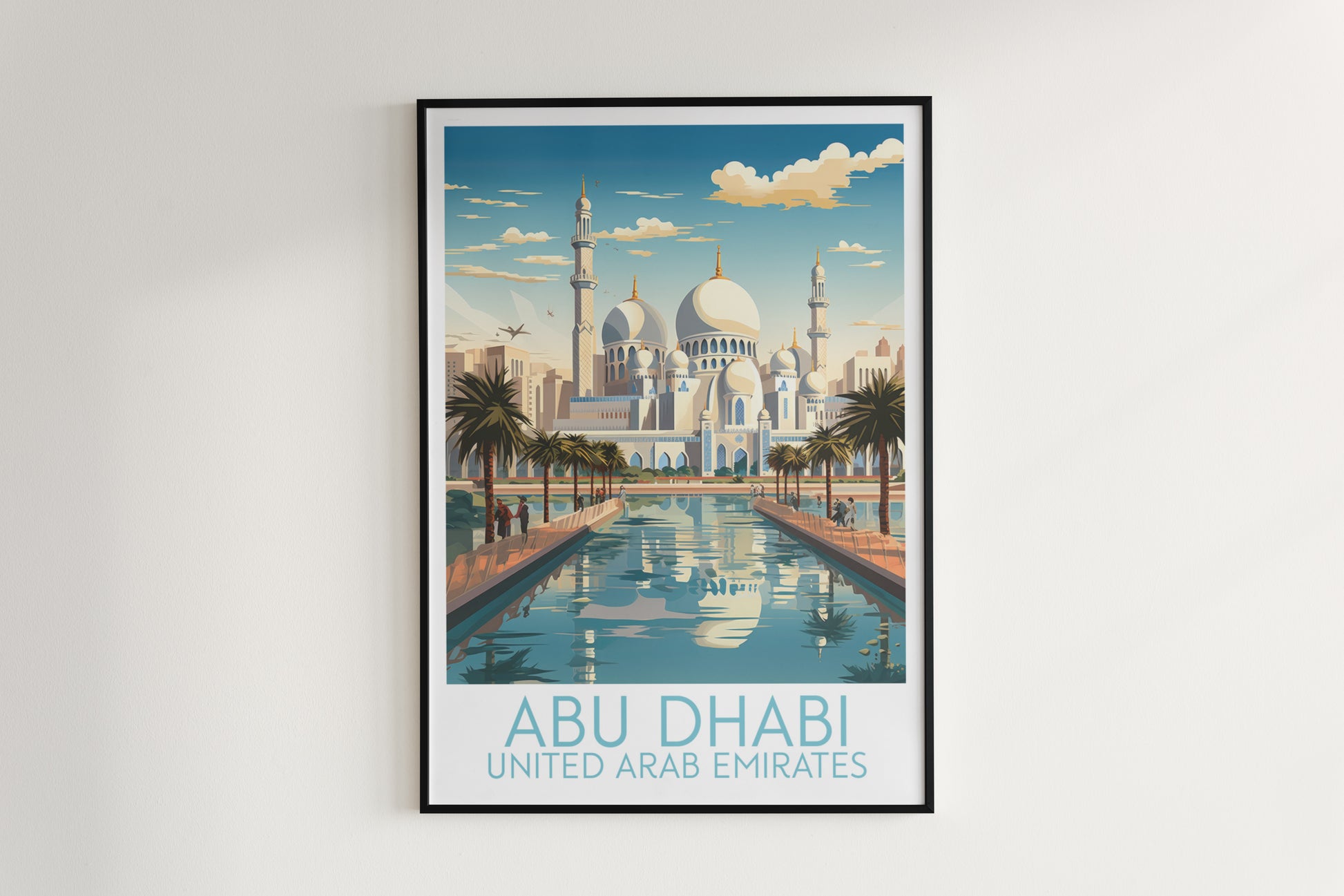 abu dhabi travel poster hanged on the wall united arab emirates