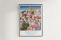 obidos travel poster hanged on the wall portugal