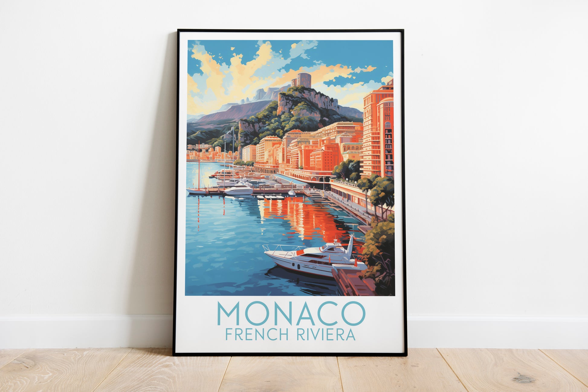 monaco travel poster on the ground french riviera