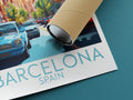 barcelona travel poster rolled spain