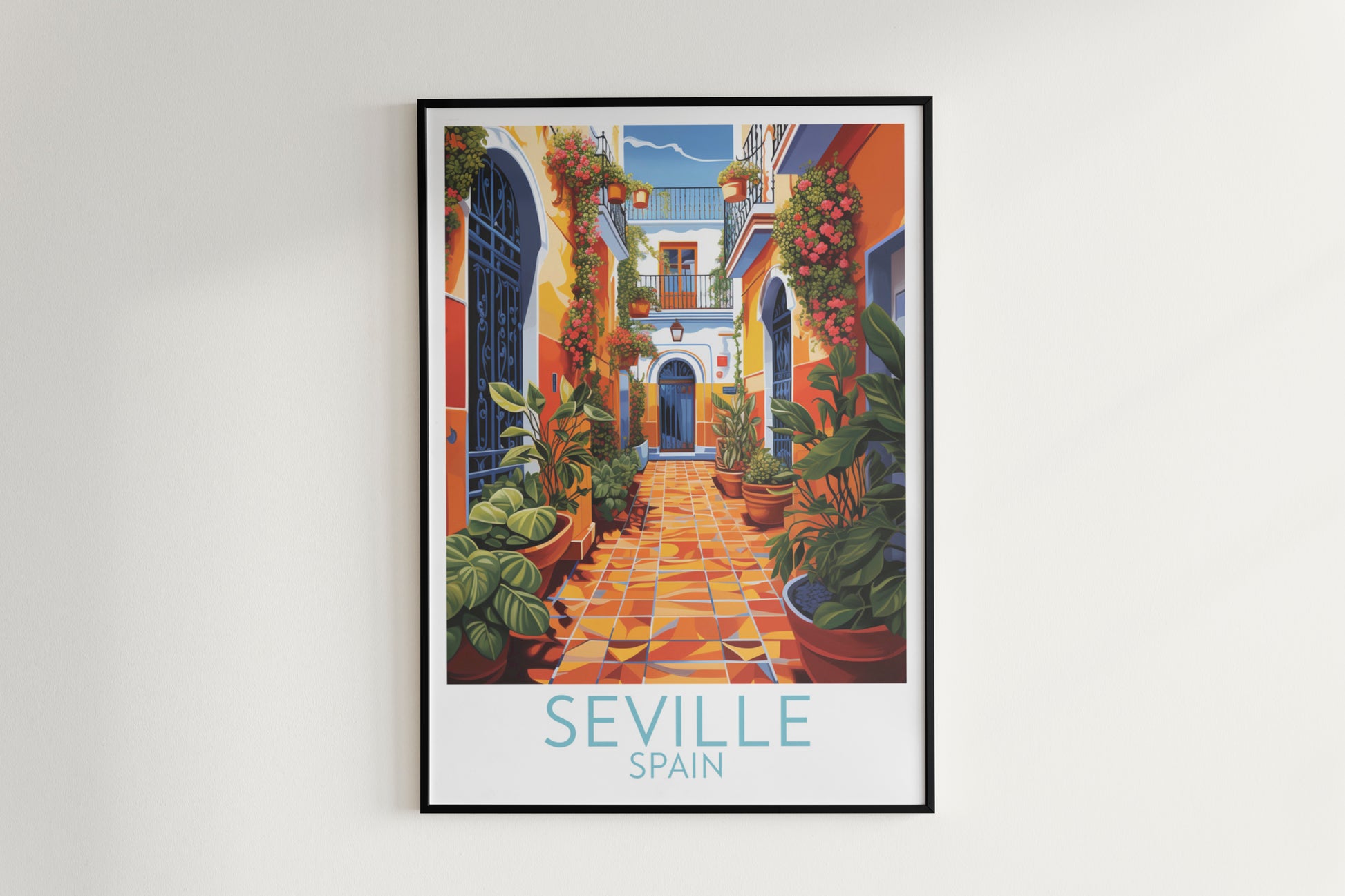 seville travel poster hanged on the wall spain