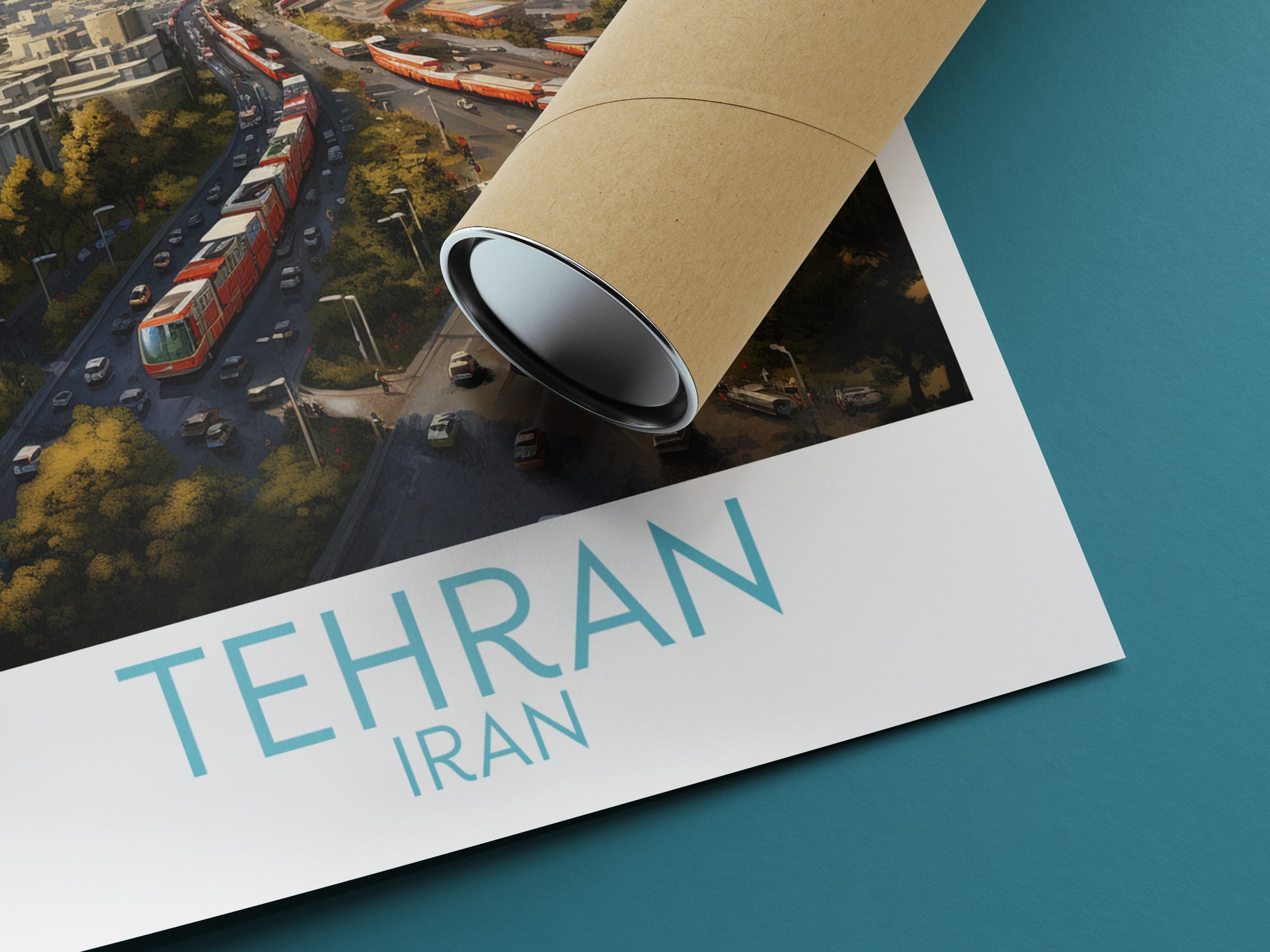 tehran travel poster rolled iran