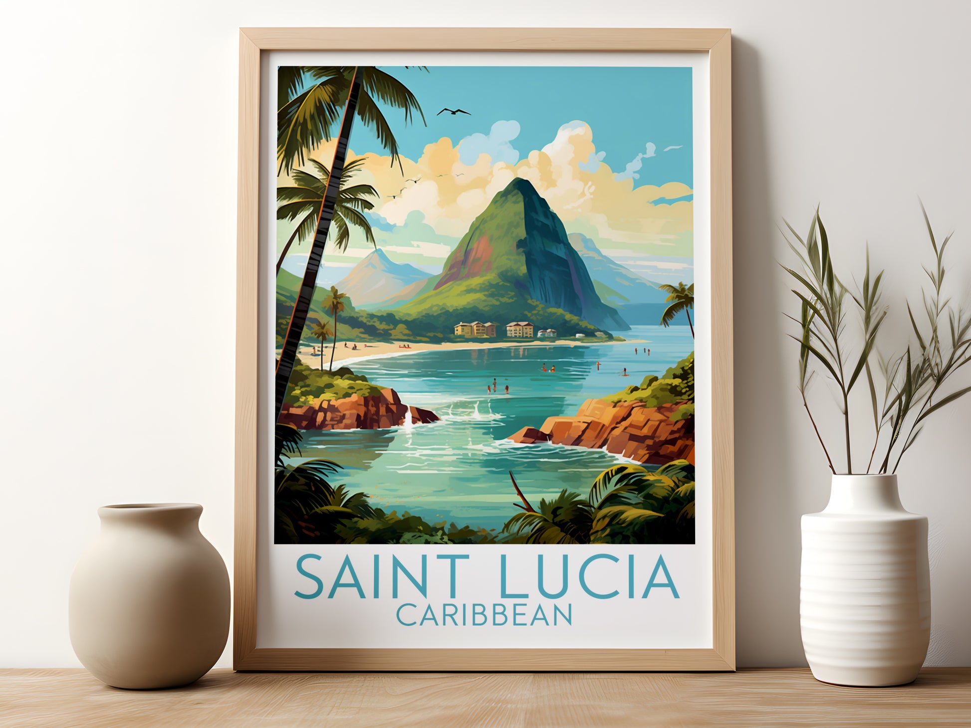 saint lucia travel poster for kitchen caribbean